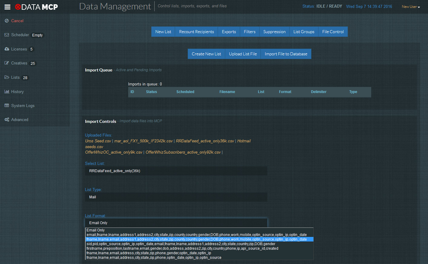 Data MCP List Management Files